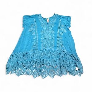 Johnny Was XL Women’s Tunic Blue Lace Top